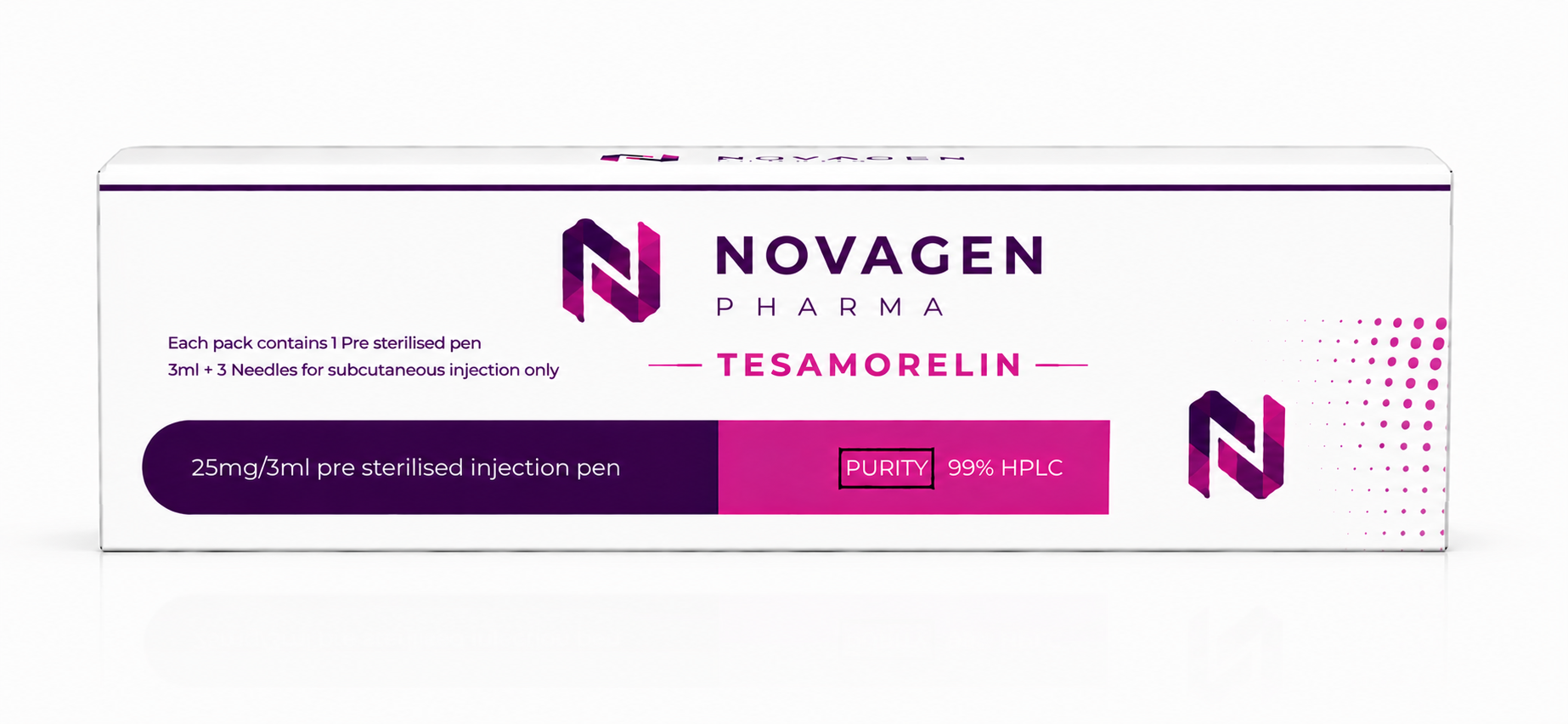 Novagen Pharma Tesamorelin pre-sterilised injection pen box